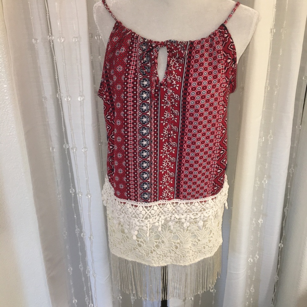 Mustard Seed Ivory Lace/Fringe Skirt - size M - Picture 2 of 8